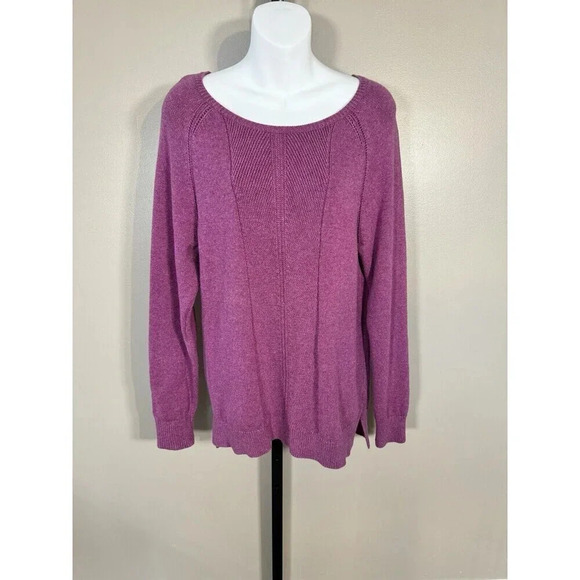 LL Bean Sweater Womens Medium Boat Neck Cotton  Knit Collar Pullover - Picture 1 of 7